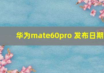 华为mate60pro 发布日期